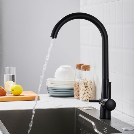 Смеситель для кухни с подключением фильтра Shevanik S428H, черный, артикул S428H