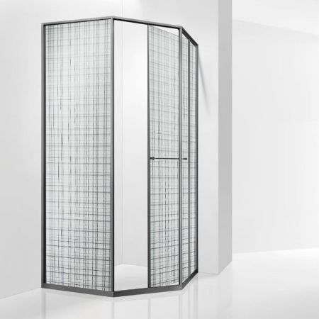 Душевой уголок RGW SV-82Gr "R" (Черная вуаль, 1000x1000)