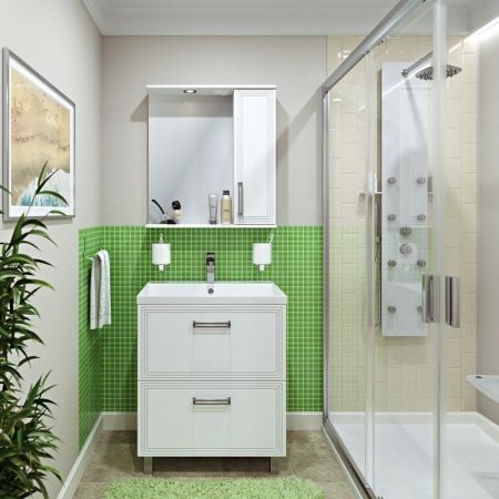 Зеркало со шкафом Runo Олимпия 60 4620750028121 с подсветкой Белое