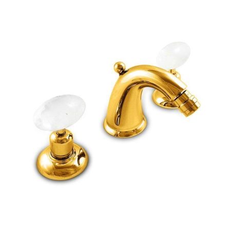 Nicolazzi Cristallo Di Rocca Смеситель для биде на 3 отверстия, излив: 119мм, цвет: золото, артикул 2115GO09C