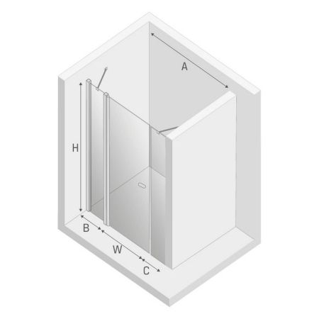 Дверь в нишу NEW TRENDY NEW SOLEO PLUS 150x195 D-0175A (хром), артикул D-0175A