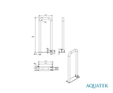 Поручень настенный откидной 800*230 мм, POR-0000004, артикул POR-0000004