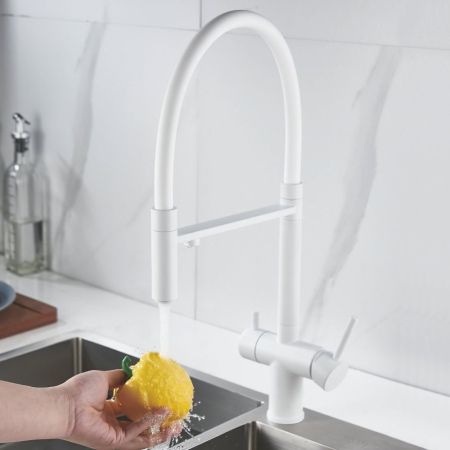 Смеситель для кухни с подключением фильтра Shevanik S178C, белый