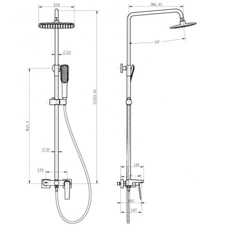 Стойка для душа со смесителем VENTURO хром, артикул 378