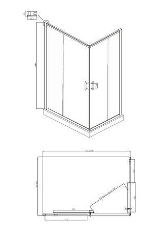 Душевой уголок Ambassador Kingston 14011101-ST16, прямоугольный, угловой трап, 120х80