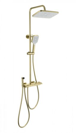 Душевая система с техническим душем и термостатом WONZON & WOGHAND MUSE Piano, Брашированное золото (WW-B4132-A-BG), артикул WW-B4132-A-BG