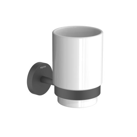 Стакан с держателем AQUATEK, матовый черный AQ4604MB БЕТТА, артикул AQ4604MB