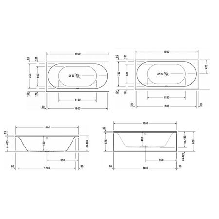 DURAVIT Ножки для ванн и душевых поддонов с боковой длиной> 1000 мм, артикул 790100000000000
