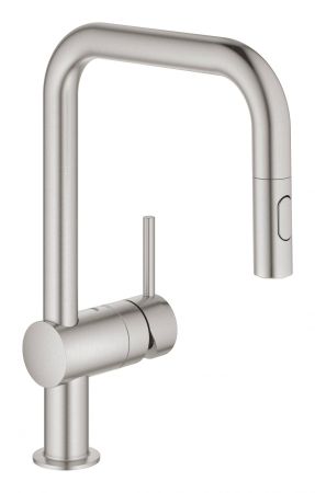 Смеситель для кухни GROHE Minta, выдвижной излив, суперсталь (32322DC2), артикул 32322DC2