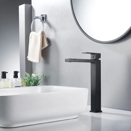 Смеситель для раковины высокий Knotlor KN-24/BL, черный, артикул KN-24/BL