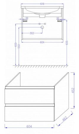 Тумба под раковину JACOB DELAFON MADELEINE 60 EB2052-J51 (подвесная, белый матовый), шт, артикул EB2052-J51
