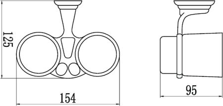 Стакан для ванной комнаты двойной Savol S-003168, хром, артикул S-003168