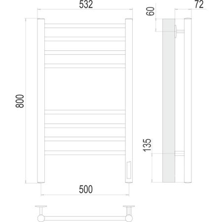 Полотенцесушитель электрический с диммером Terminus Аврора П8 50х80, золото арт, артикул 4670078571922