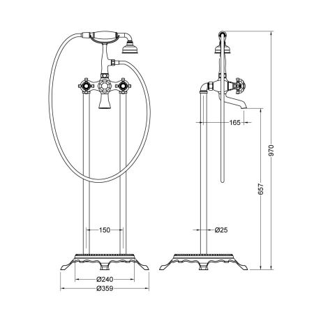 Смеситель напольный для ванны с душем Timo Nelson 1900/03Y-CR черный, артикул 1900/03Y-CR