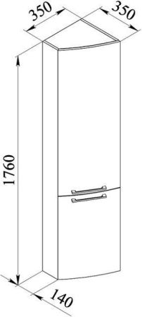 Шкаф-пенал угловой для ванной De Aqua Тока 5 35 L белый, артикул 00167555