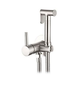 AQG, комплект гигиенического душа TAUS со смесителем на холодную и горячую воду, цвет никель сатин (PVD)