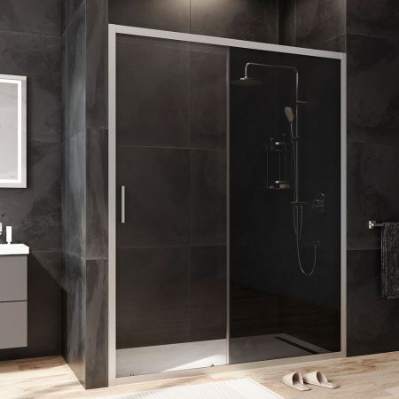 W90G-150-1-195MG Gem Solo Дверь душевая 150х195, стекло тонированное, профиль матовый хром W90G-150-1-195MG Gem Solo Дверь душевая 150х195, стекло тонированное, профиль матовый хром