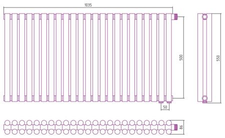 Отопительный радиатор ЭСТЕТ-11 н/ж EU50 500х1035 / 23 сек (БЕЛЫЙ), артикул 12-0312-5023