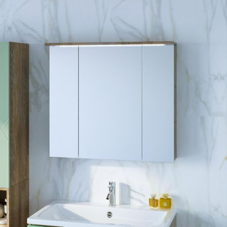 Зеркальный шкаф Бриклаер КРИСТАЛЛ 75 см, дуб гранж песочный, артикул 4627125417238