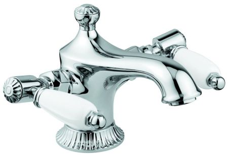 Emmevi The One Atena, смеситель для раковины, с белыми рукоятками, цвет золото, артикул 98003LC/OR