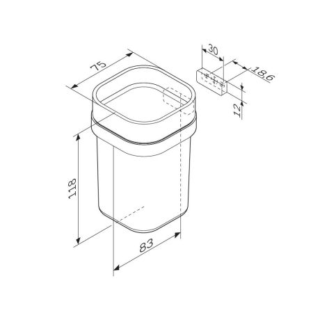A8F34322 Func Стеклянный стакан с настенным держателем, черный, артикул A8F34322