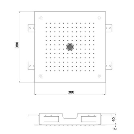 Almar Душевая лейка потолочная встраив., 380х380 мм, 2 режима, нерж. сталь, артикул E044258.MS