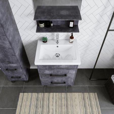 Тумба под раковину напольная Бриклаер ЧИЛИ цемент, 60 см, артикул 4627125415210