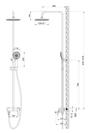 Душевая система ESKO ST300GRAPHITE, артикул ST300GRAPHITE