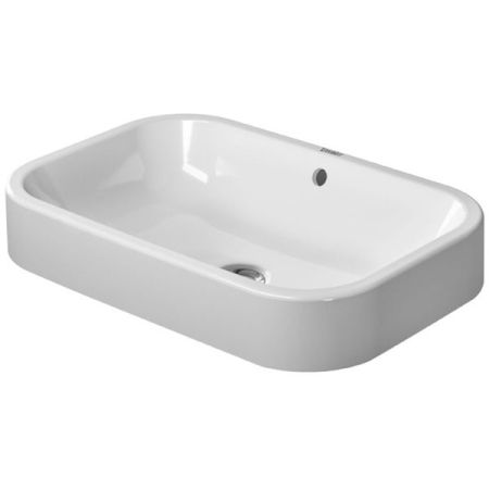 Раковина, Duravit, Happy D, ширина, мм-600, глубина, мм-400, высота, мм-165, тип установки-накладной, отверстия для смесителя-отсутствуют, перелив-есть, тип перелива-открытый, декор-без декора, материал-керамика, крепёж-есть, цвет-белый, артикул 2314600000