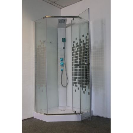 Душевая кабина Cerutti SPA Chika 90х90 профиль Хром стекло с мозаичным рисунком, артикул 6438