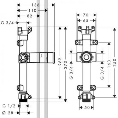 AX ShowerCollection Скрытая часть излива с ливневым потоком, ¾, артикул 10941180