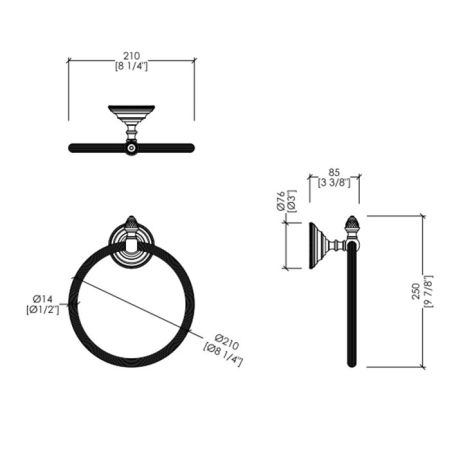 Devon Black Diamond Полотенцедержатель - кольцо, декоративные элементы черного цвета ,цвет хром, артикул BLKD507CR