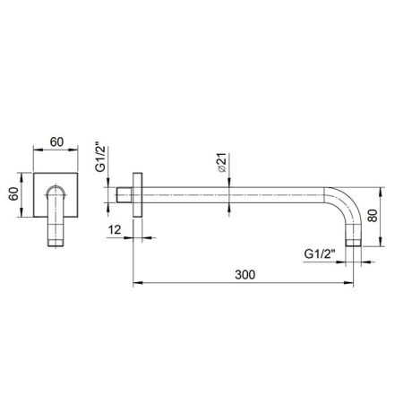 FANTINI Держатель верхнего душа 300 мм., настенный, цвет хром, артикул 86 02 8107