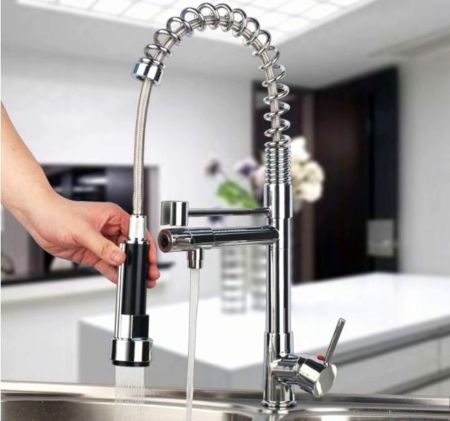 Смеситель для кухни с гибким изливом FASHUN A4452, хром