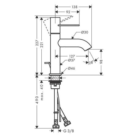 AX Uno Смеситель для раковины 100, цвет шлифованное золото, артикул 38023250