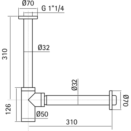 HUBER Lynox Сифон 1"1/4, нержавеющая сталь