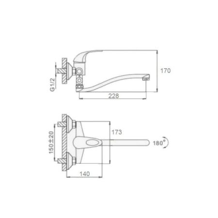Смеситель для ванны D-Lin D140352, хром