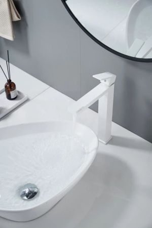 Смеситель для раковины высокий Knotlor KN-24/WY, белый, артикул KN-24/WY