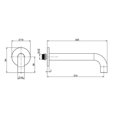 FIMA|Carlo Frattini Излив для настенного монтажа, длина 207 мм., цвет браш черный хром, артикул F2929CS