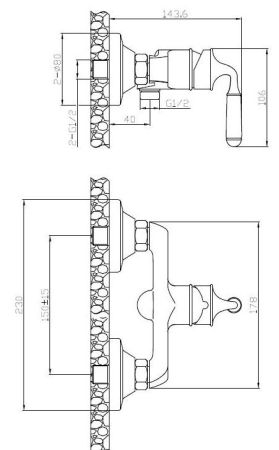 Смеситель Prague для душа, без акс., артикул: PG 80, артикул PG 80