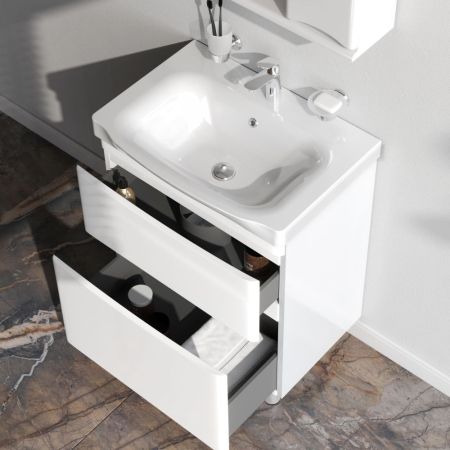 M80FSX0652WG Like, База под раковину, напольная, 65 см, 2 ящика, белый, глянцевая, шт, артикул M80FSX0652WG