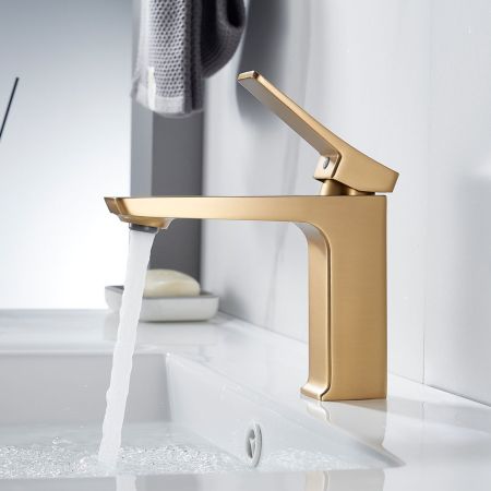 Смеситель для раковины Shevanik S4401G, золотой сатин, артикул S4401G