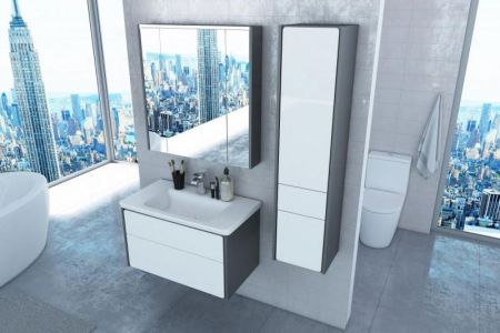 Шкаф пенал Roca Ronda 32 ZRU9302966 L подвесной Белый глянец Антрацит, артикул ZRU9302966