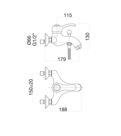 Смеситель для ванны Fiore Jafar 47CO5101, хром-золото