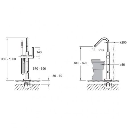E97344-CP смеситель для ванны STILLNESS, напольный, ручной душ, шланг (хром), артикул E97344-CP