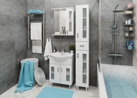 Тумба Onika Кристалл 65 напольная, белая (ум. Байкал 65), артикул 106545