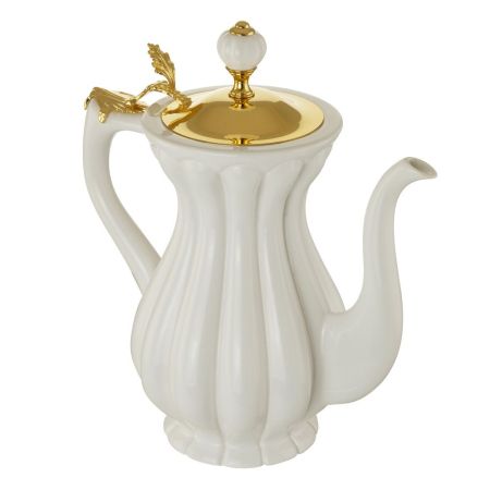 OLIVIA Кувшин керамика бел/крышка золото, артикул 24923
