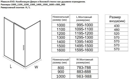 Боковая стенка Aquanet Pleasure Evo 1000 AE65-F100-BT профиль черный, прозрачное стекло, артикул AE65-F100-BT