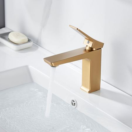 Смеситель для раковины Shevanik S4401G, золотой сатин, артикул S4401G