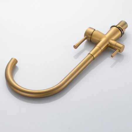 Смеситель для кухни с подключением фильтра Shevanik S428G, золотой сатин